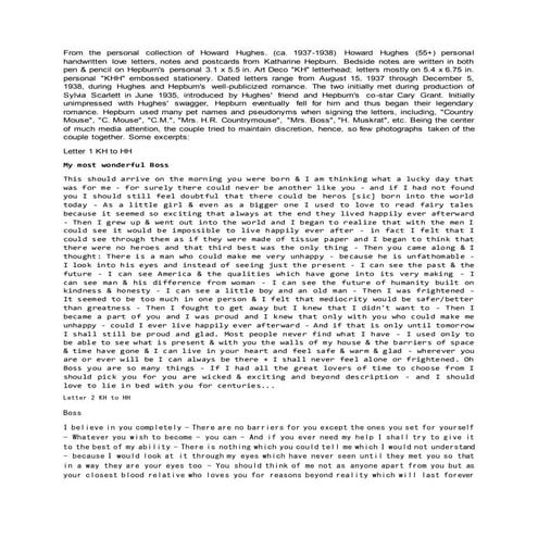 Personal letter of  howard hughes