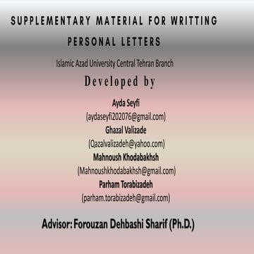 Supplementary Material for Writing Personal Letters