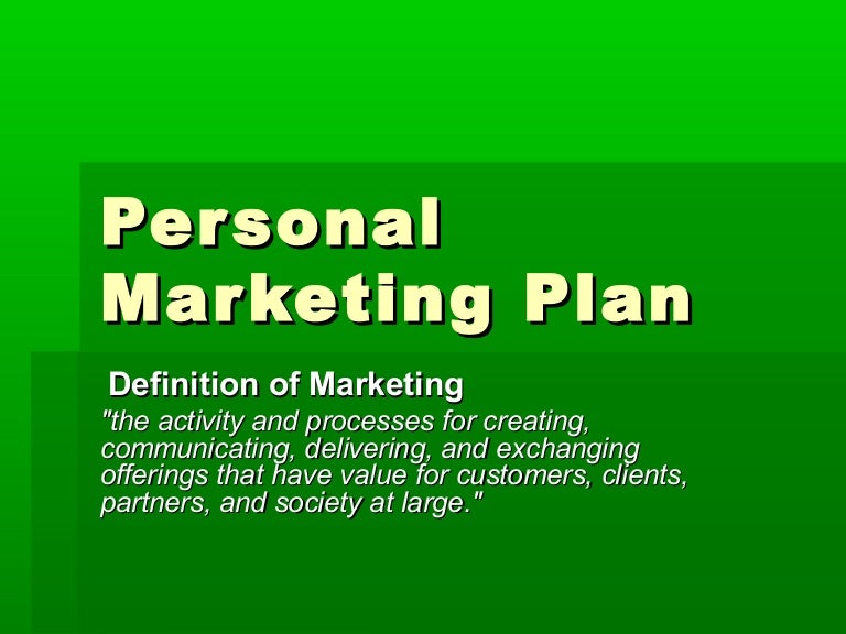 Personal Marketing Plan