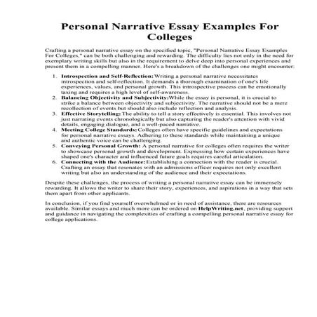 Personal Narrative Essay Examples For Colleges