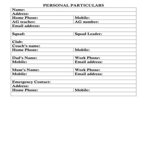 Personal Particulars