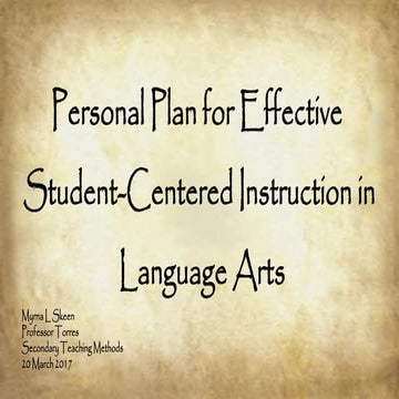 Personal plan for effective student centered instruction final draft pdf