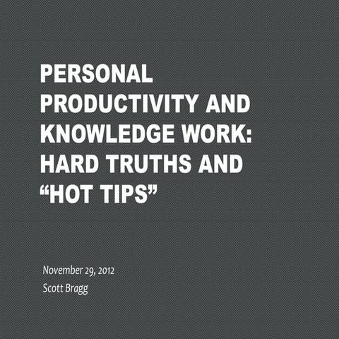 Personal Productivity & Knowledge Work: Hard Truths and "Hot Tips"