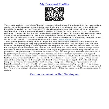 Personal Profile Essay Examples | PDF