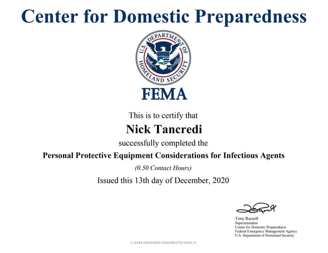 Personal Protective Equipment Considerations for Infectious Agents