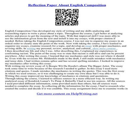 Personal Reflection Essay Sample | PDF