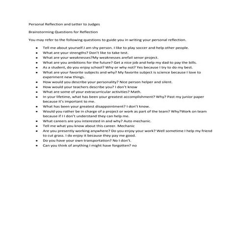 Personal reflection jose lucas