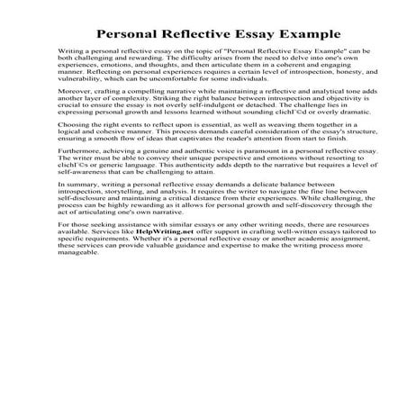Personal Reflective Essay Example