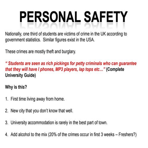 Personal safety at university