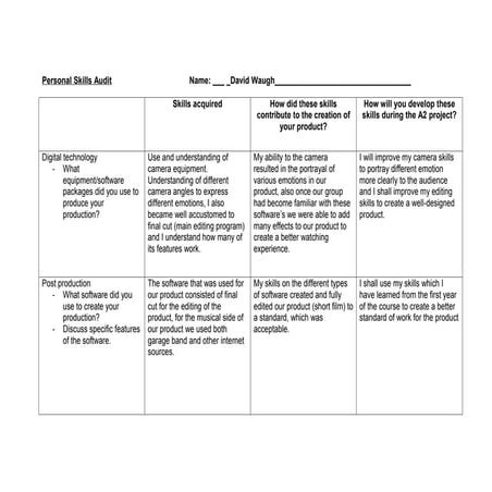 Personal skills audit    name