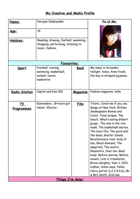 Personal Skills Profile