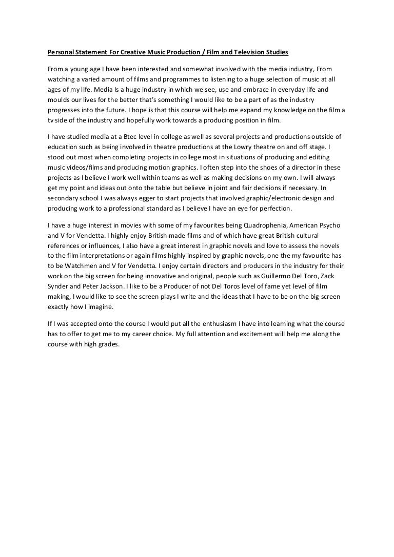 Music performance personal statement examples picture