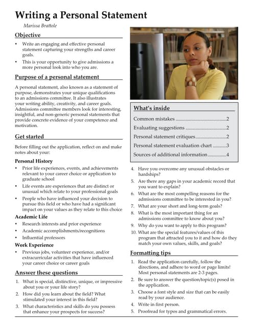 Writing the Personal Statement | PDF