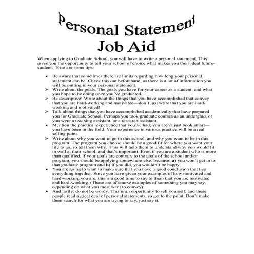 Personalstatementjobaid