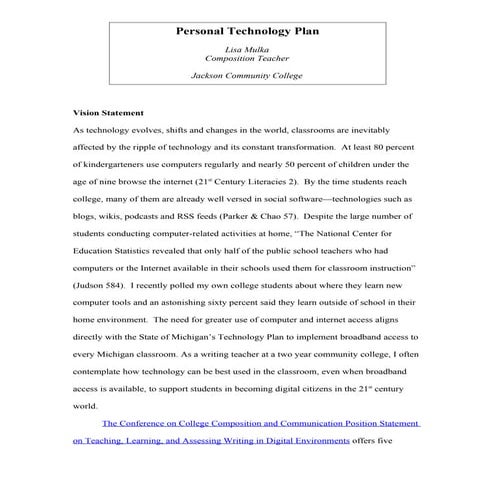 Personal Technology Plan