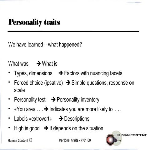 Personal traits -  Big five