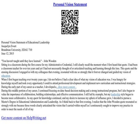 Personal Vision Statement