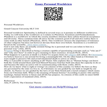 Personal Worldview Essay