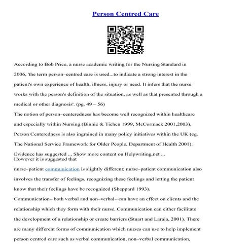 Person Centred Care