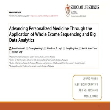 Personalized medicine through wes and big data analytics