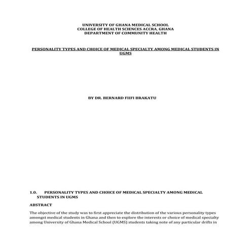 Personality types and choice of medical specialties among medical students in...