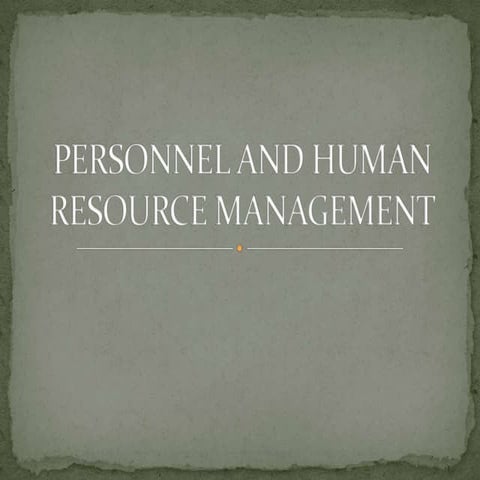 Personnel and human resource management