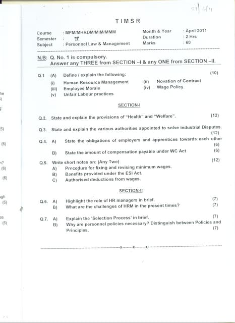 Personnel law management 2011