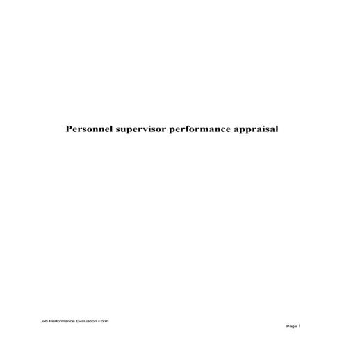 Personnel supervisor performance appraisal