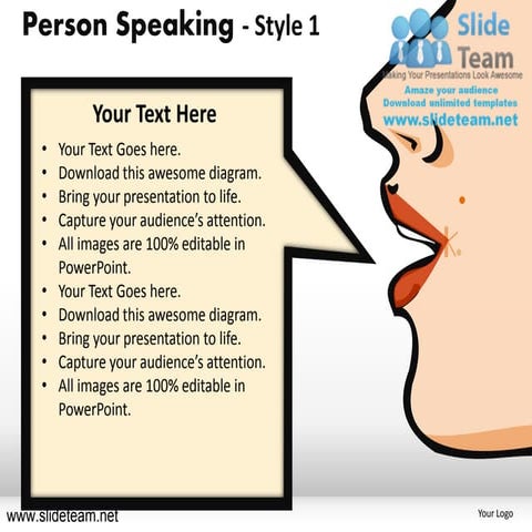Person speaking exclamation lips call outs bubbles style design 1 powerpoint ...