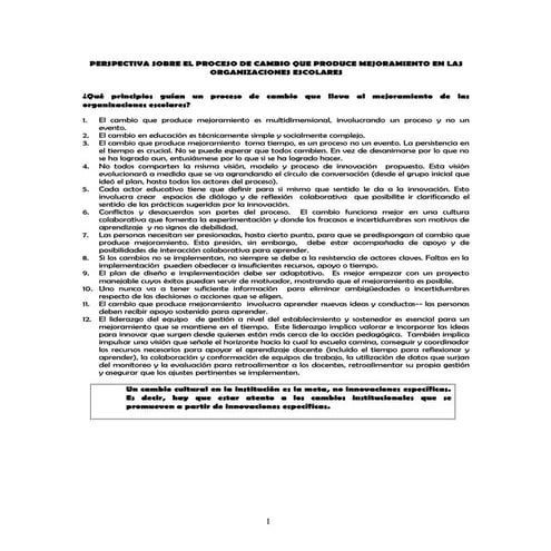 Perspectivas sobre el proceso de cambio