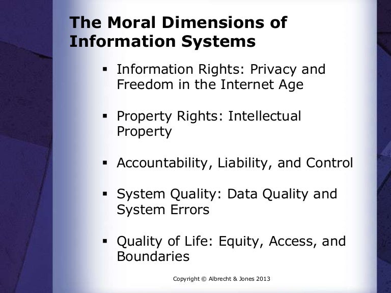 The Moral Dimensions of Information Systems