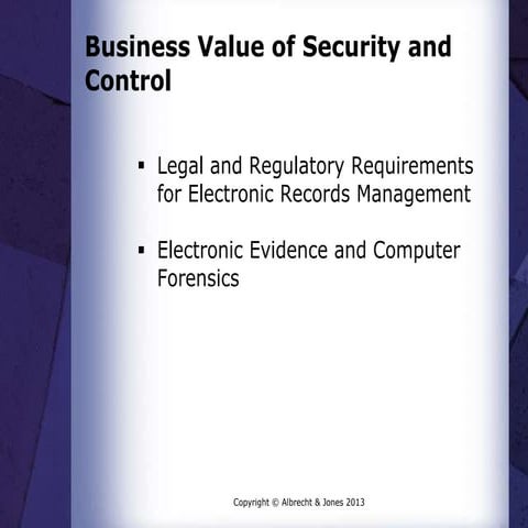 Business Value of Security and Control