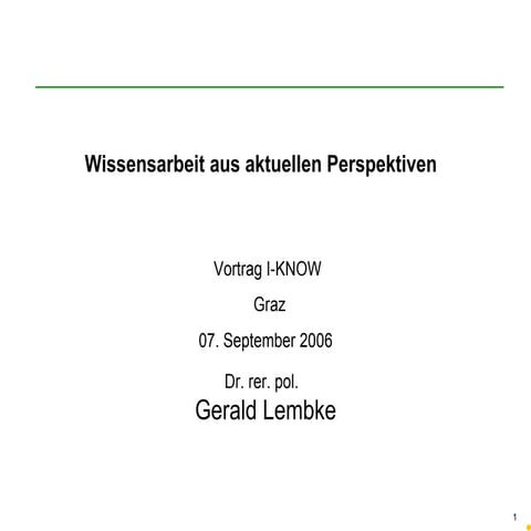 Perspektiven der Wissensarbeit