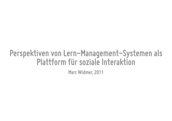 Perspektiven von LMS als Plattform für soziale Interaktion