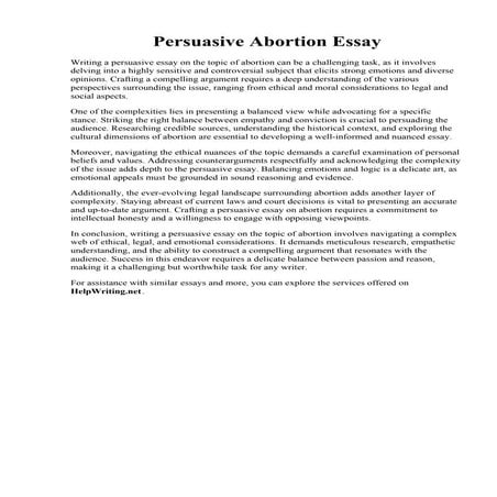Persuasive Abortion Essay. Argumentative essay on abortion
