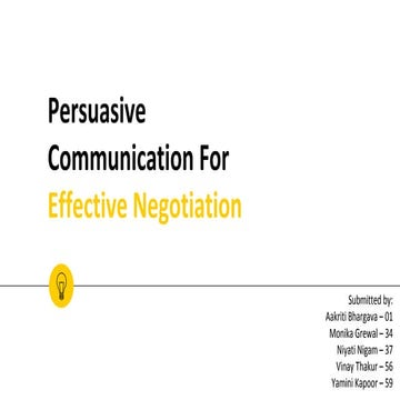 Persuasive communication for effective negotiation