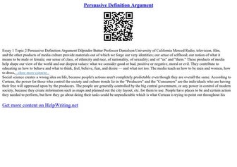 Persuasive Definition Argument