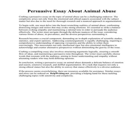 Persuasive Essay About Animal Abuse