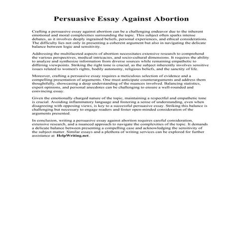 Persuasive Essay Against Abortion | PDF