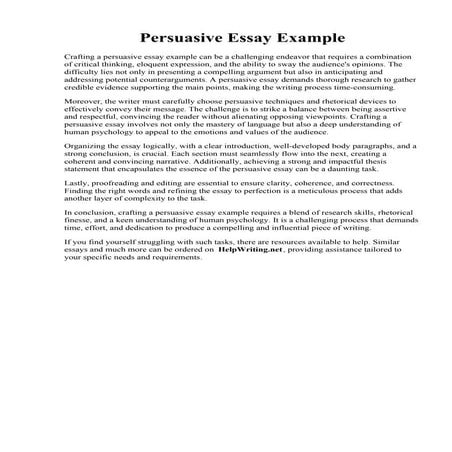 Persuasive Essay Example PDF Automotive Industry Industries