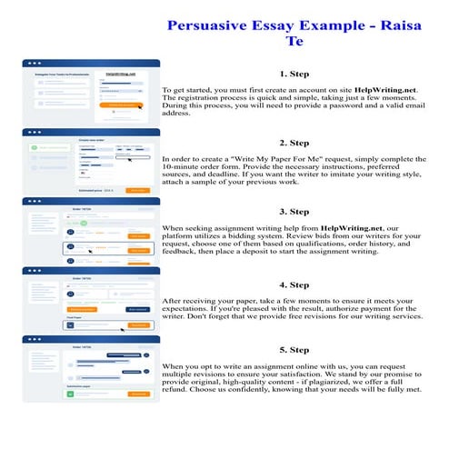 Persuasive Essay Example - Raisa Te. Online assignment writing service.