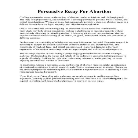 Persuasive Essay For Abortion