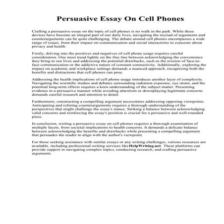 Persuasive Essay On Cell Phones. University of Richmond
