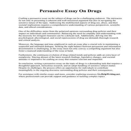 Persuasive Essay On Drugs. The Institute of World Politics