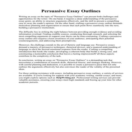 Persuasive Essay Outlines