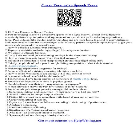 Persuasive Essay Speech