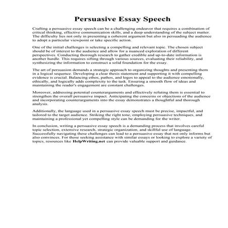 Persuasive Essay Speech