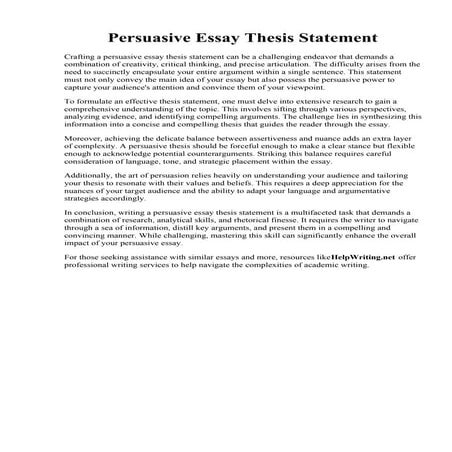 Persuasive Essay Thesis Statement
