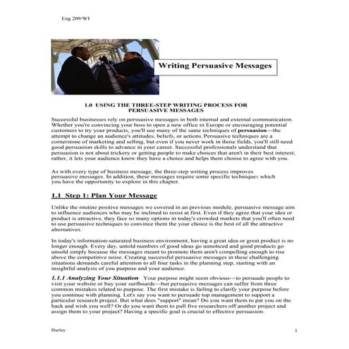 Persuasive message (Hurley,2009) 