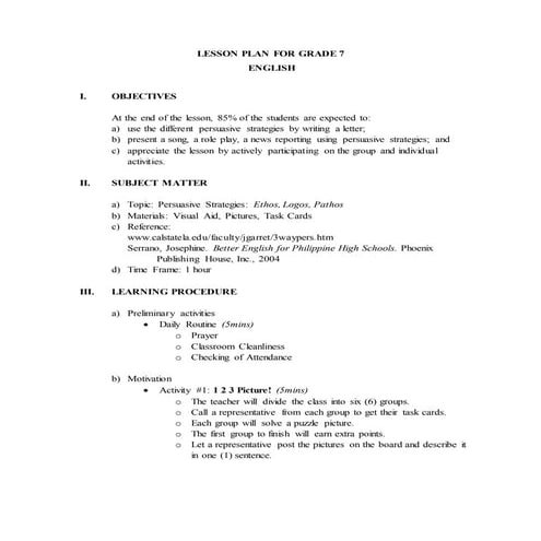 Persuasive strategies lesson plan